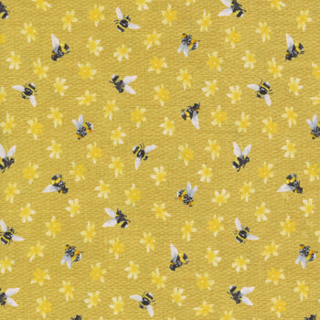 Sweet Bees 1765-44 Gold by Barb Tourtillotte for Henry Glass Fabrics, Image