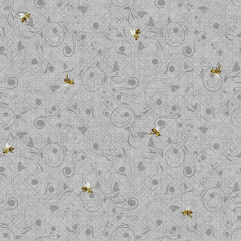 Sweet Bees 1772-90 Gray by Barb Tourtillotte for Henry Glass Fabrics, Image