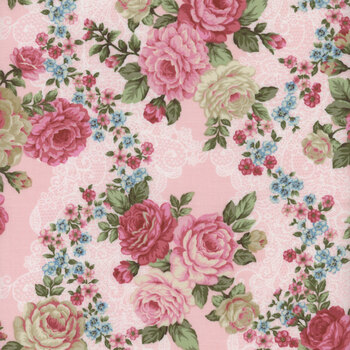 My Victorian Garden 3410-22 Pink by Mary Jane Carey for Henry Glass Fabrics, Image