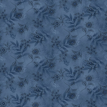 Flossie's Flowers 3369-77 Blue by Janet Rae Nesbitt for Henry Glass Fabrics, Image