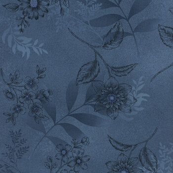 Flossie's Flowers 3369-77 Blue by Janet Rae Nesbitt for Henry Glass Fabrics, Image