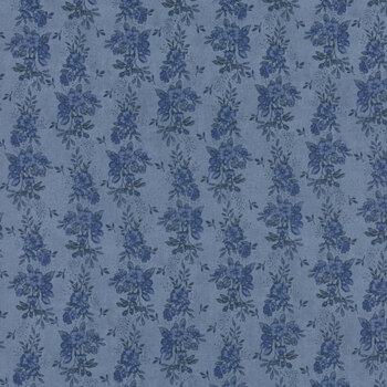 Flossie's Flowers 3370-77 Blue by Janet Rae Nesbitt for Henry Glass Fabrics, Image