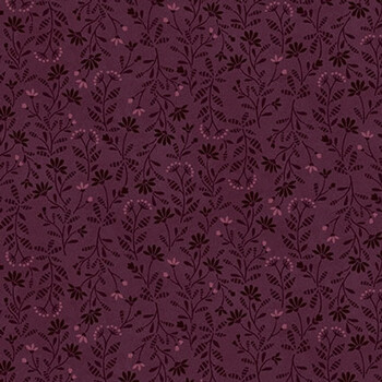 Flossie's Flowers 3371-85 Aubergine by Janet Rae Nesbitt for Henry Glass Fabrics, Image