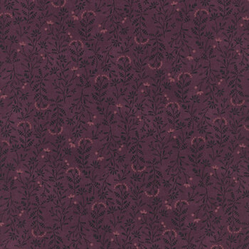 Flossie's Flowers 3371-85 Aubergine by Janet Rae Nesbitt for Henry Glass Fabrics, Image