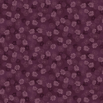 Flossie's Flowers 3373-85 Aubergine by Janet Rae Nesbitt for Henry Glass Fabrics, Image