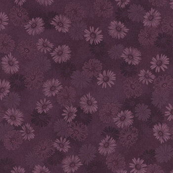 Flossie's Flowers 3373-85 Aubergine by Janet Rae Nesbitt for Henry Glass Fabrics, Image