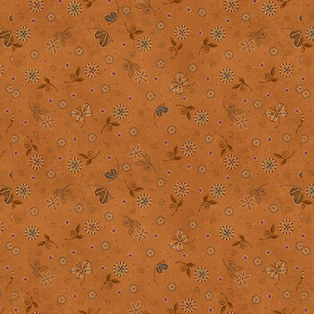 Flossie's Flowers 3376-35 Rust by Janet Rae Nesbitt for Henry Glass Fabrics, Image