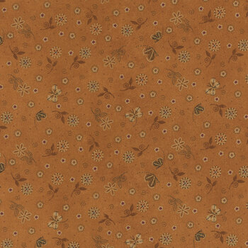 Flossie's Flowers 3376-35 Rust by Janet Rae Nesbitt for Henry Glass Fabrics, Image