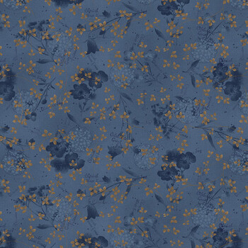 Flossie's Flowers 3377-77 Blue by Janet Rae Nesbitt for Henry Glass Fabrics, Image