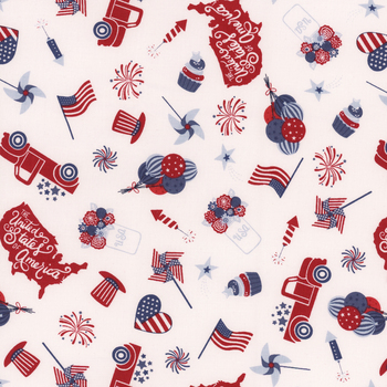 Stars and Stripes Forever C15710-WHITE by Lori Whitlock for Riley Blake Designs, Image