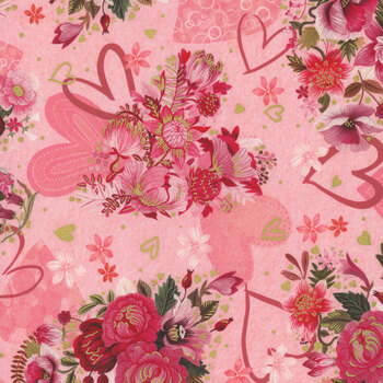 Hearts In Bloom 22872-97 Rose by Victoria Nelson for Robert Kaufman Fabrics, Image