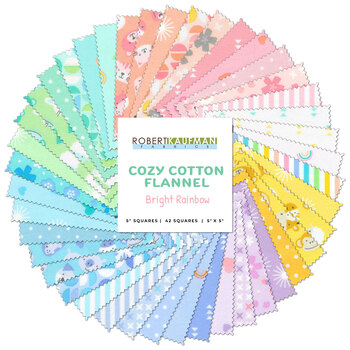 Cozy Cotton Flannel  Charm Square - Bright Rainbow by Robert Kaufman Fabrics