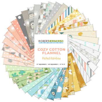 Cozy Cotton Flannel  Charm Square - Muted Rainbow by Robert Kaufman Fabrics