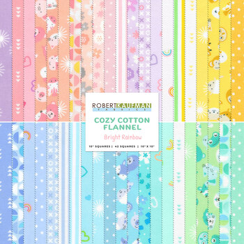 Cozy Cotton Flannel  Ten Square - Bright Rainbow by Robert Kaufman Fabrics, Image