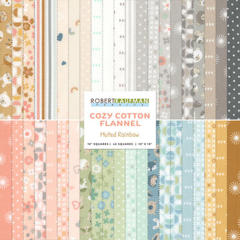 Cozy Cotton Flannel  Ten Square - Muted Rainbow by Robert Kaufman Fabrics, Image