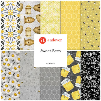 Sweet Bees  Yardage by Barb Tourtillotte for Henry Glass Fabrics, Image