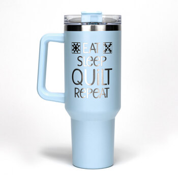 Eat Sleep Quilt Repeat Blue Stainless Steel Tumbler 40oz, Image