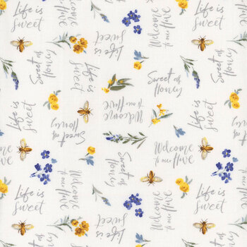 Bees & Blooms 89285-154 White by Danhui Nai for Wilmington Prints