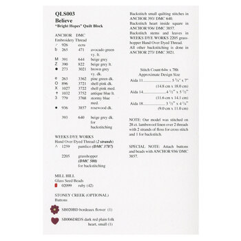 Quilted With Love - Believe Cross Stitch Pattern, Image