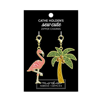 Sew Cute Flamingo & Palm Zipper Pulls, Image