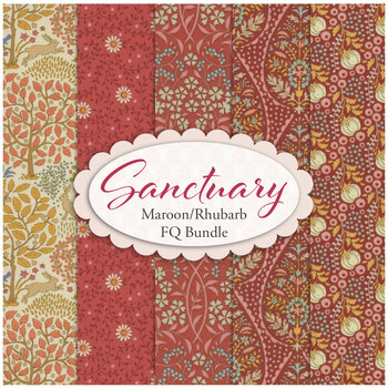 Sanctuary  5 FQ Set - Maroon and Rhubarb by Tone Finnanger for Tilda, Image