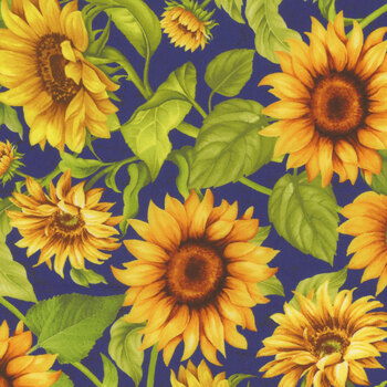 Sunflower Farm FLEUR-CD3361 NAVY by Timeless Treasures Fabrics, Image