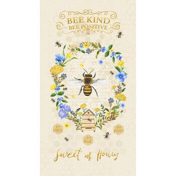 Bee & Bee Kind PANEL-CD3255 BEIGE by Timeless Treasures Fabrics, Image