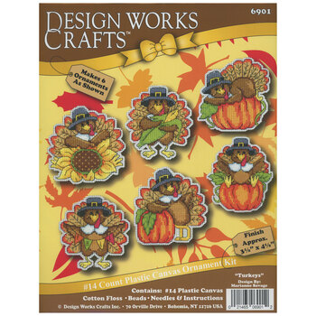 Turkeys Cross Stitch Ornament Kit - Makes 6, Image