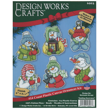  Smiling Snowmen Cross Stitch Ornament Kit - Makes 6, Image