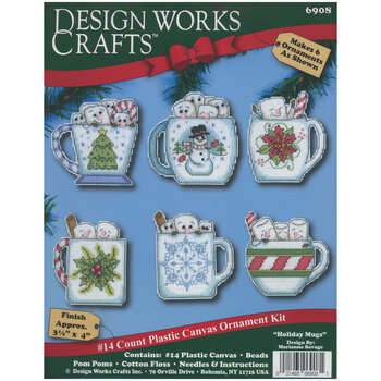  Holiday Mugs Cross Stitch Ornament Kit - Makes 6, Image