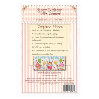 Happy Birthday Table Runner Pattern