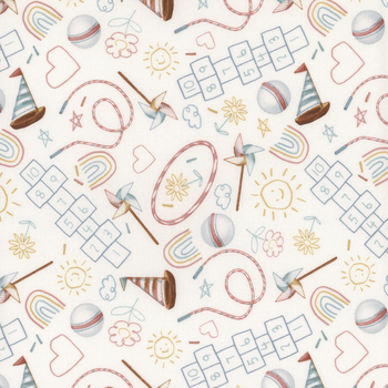 Boho Buddies 1717-01 White by Sharon Kuplack for Henry Glass Fabrics, Image