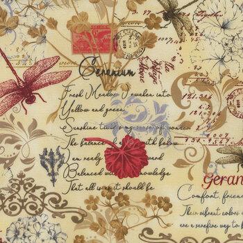 Scarlet Beauty FLEUR-CD3182 Cream by Timeless Treasures Fabrics, Image