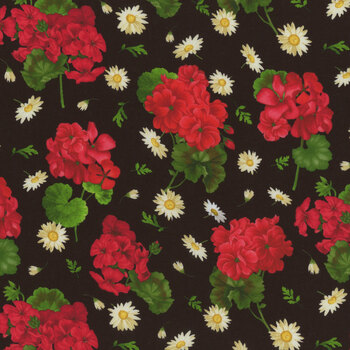 Scarlet Beauty FLEUR-CD3185 BLACK by Timeless Treasures Fabrics, Image