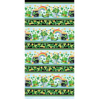 Shamrocks & Shenanigans 14697-99 Multi Border Stripe by Nicole Decamp for Benartex, Image