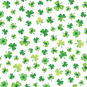 Shamrocks & Shenanigans 14698-09 White by Nicole Decamp for Benartex, Image