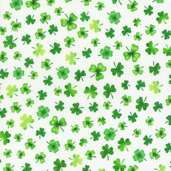 Shamrocks & Shenanigans 14698-09 White by Nicole Decamp for Benartex, Image