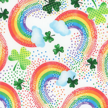 Shamrocks & Shenanigans 14701-09 White by Nicole Decamp for Benartex, Image