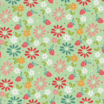 Raspberry Summer 37690-15 Mint by Sherri And Chelsi for Moda Fabrics, Image