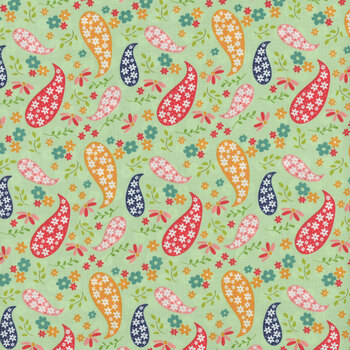 Raspberry Summer 37691-15 Mint by Sherri And Chelsi for Moda Fabrics, Image