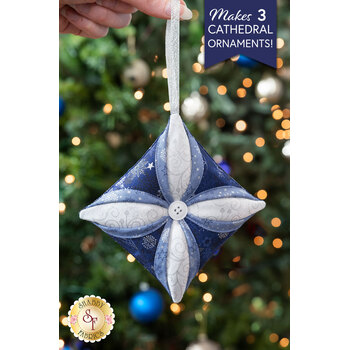  Cathedral Window Ornaments Kit - Stof Christmas Blue - Makes 3, Image