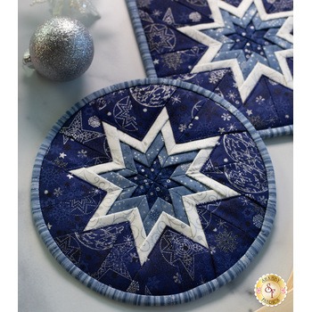  Folded Star Hot Pad Kit - Stof Christmas Dark Blue - Round OR Square, Image