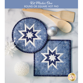  Folded Star Hot Pad Kit - Stof Christmas Light Blue - Round OR Square, Image