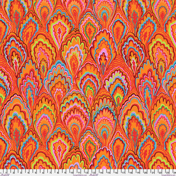 Kaffe Fassett Collective Classics Plus PWGP207.RED Marble Scallops - Red by FreeSpirit Fabrics, Image