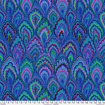 Kaffe Fassett Collective Classics Plus PWGP207.BLUE Marble Scallops - Blue by FreeSpirit Fabrics, Image