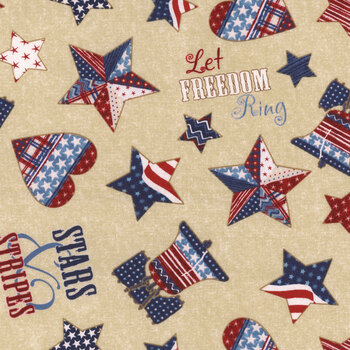 Stars of Valor 30085-234 Cream by Beth Grove for Wilmington Prints, Image