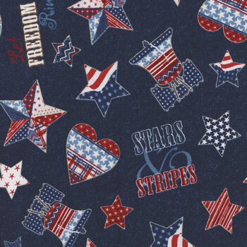 Stars of Valor 30085-434 Navy by Beth Grove for Wilmington Prints, Image