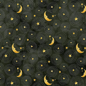 Ghoul Friends C16054-BLACK Stars And Moon by Teresa Kogut for Riley Blake Designs, Image