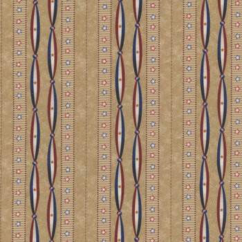 Betsy's Needlework R171306D-BEIGE Bunting Stripe by Pam Buda for Marcus Fabrics, Image