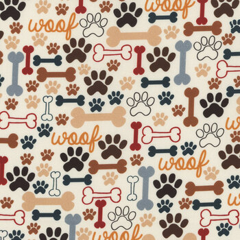 Happiness Has Paws DOG-CD2372-CREAM by Timeless Treasures Fabrics, Image